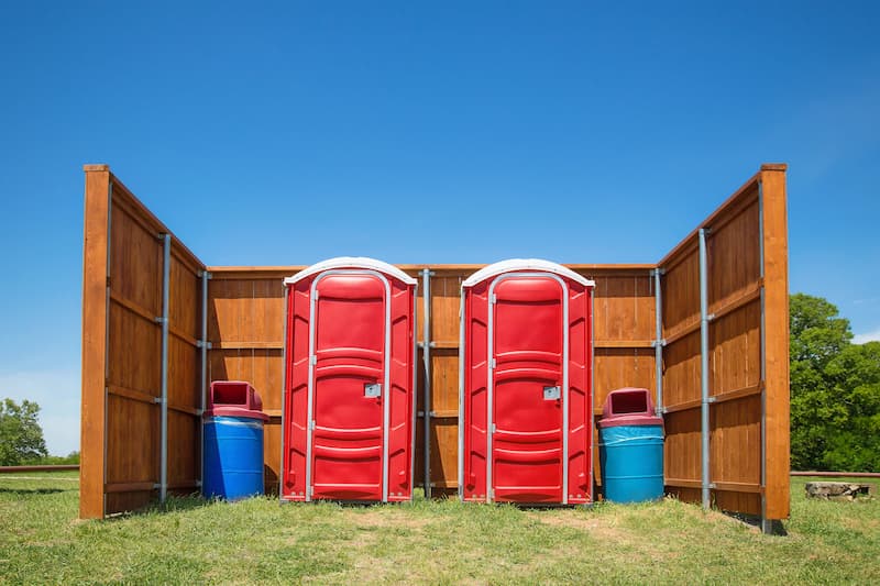 Short-term porta potty units staged for delivery in Silver City, New Mexico